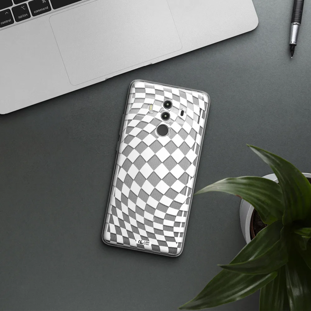 Wavy Checkered Huawei Mate 10 Clear TPU Case