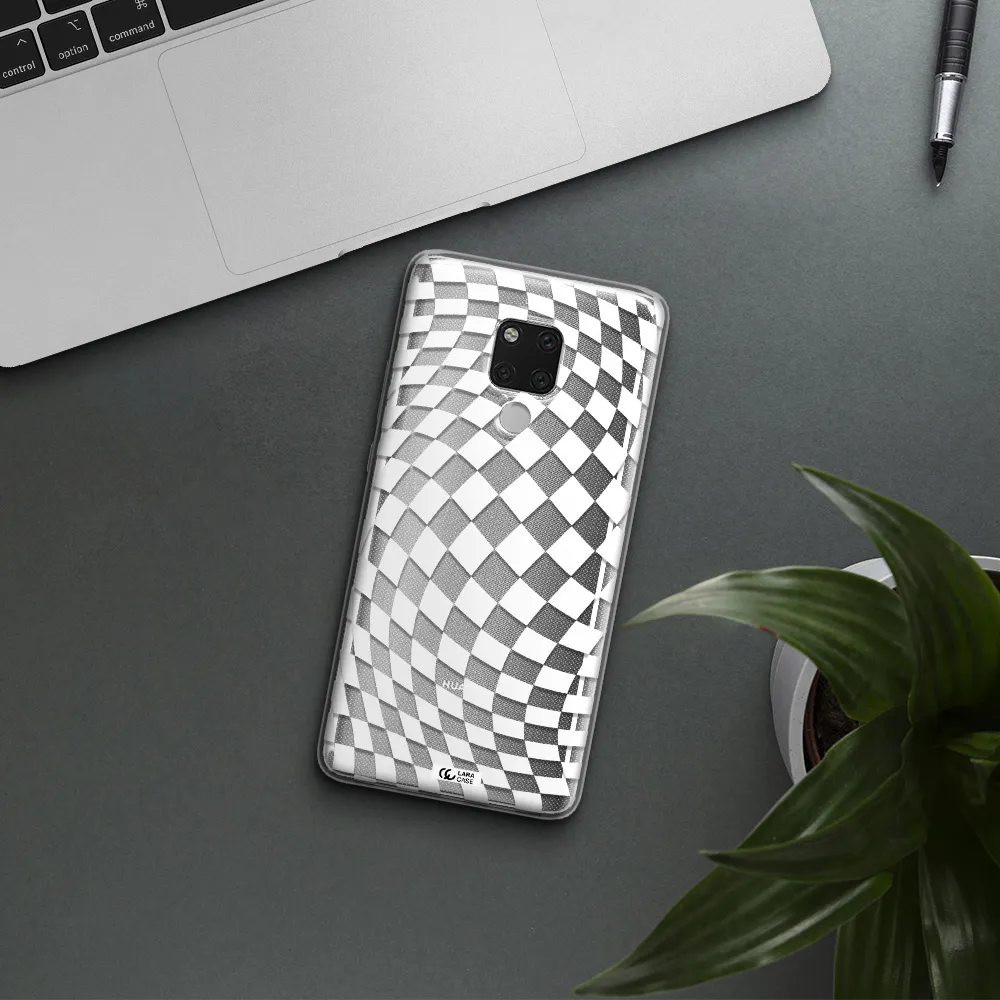 Wavy Checkered Huawei Mate 20X Clear TPU Case