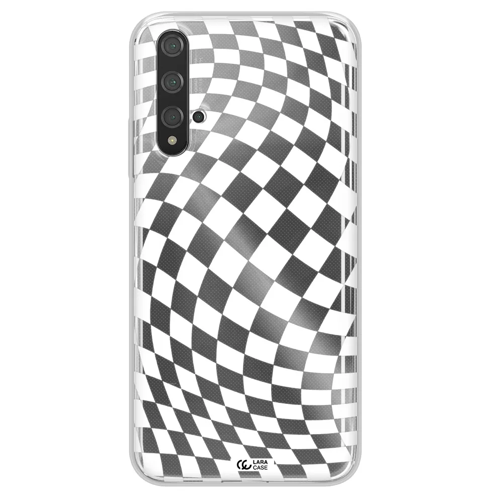 Wavy Checkered Huawei Nova 5t Clear TPU Case