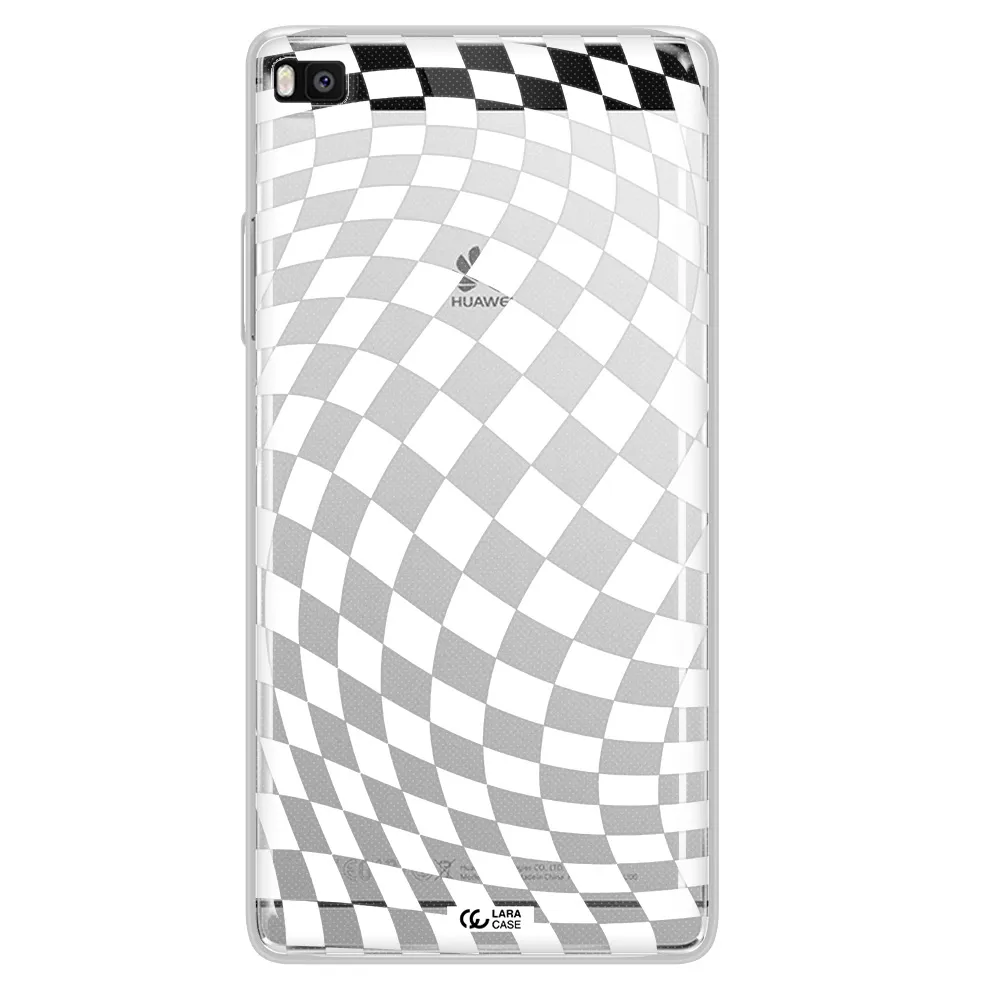 Wavy Checkered Huawei P8 Clear TPU Case