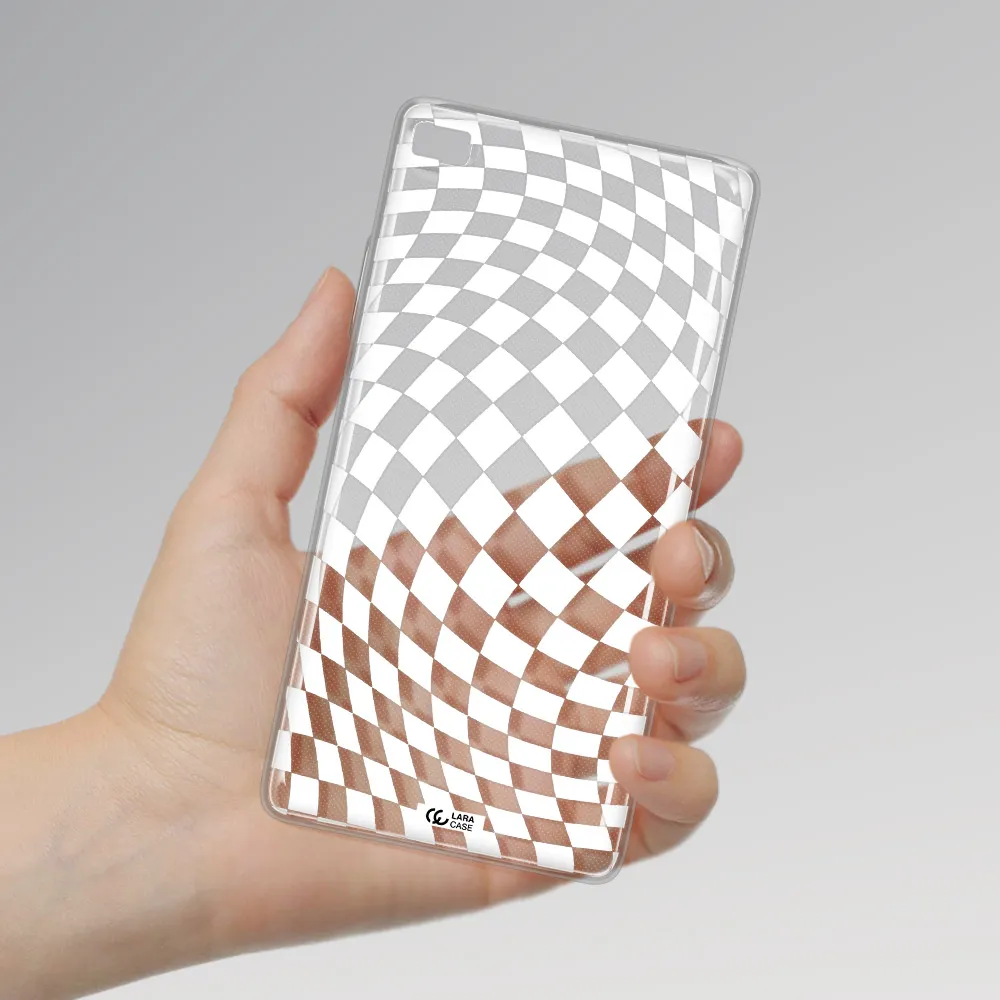 Wavy Checkered Huawei P8 Clear TPU Case