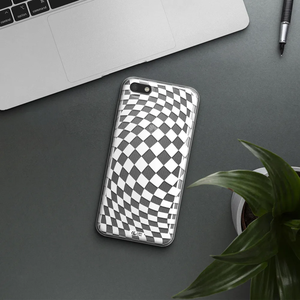 Wavy Checkered Huawei Y5 2018 Clear TPU Case
