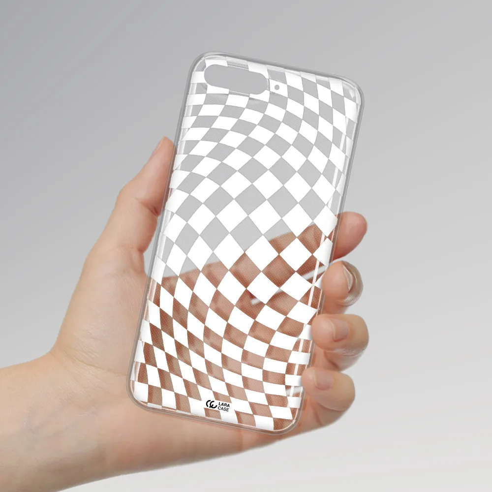 Wavy Checkered Huawei Y6 2018 Clear TPU Case