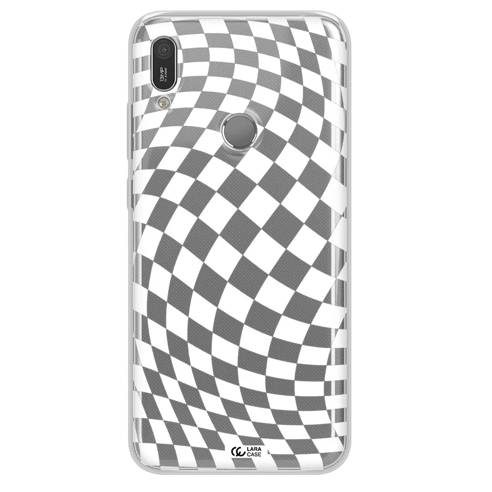 Wavy Checkered Huawei Y6 2019 Clear TPU Case