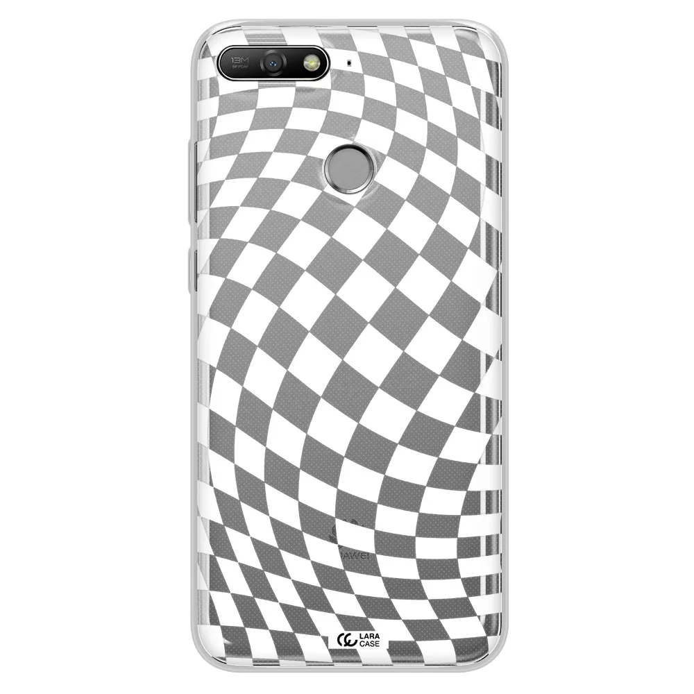 Wavy Checkered Huawei Y6 Prime 2018 Clear TPU Case