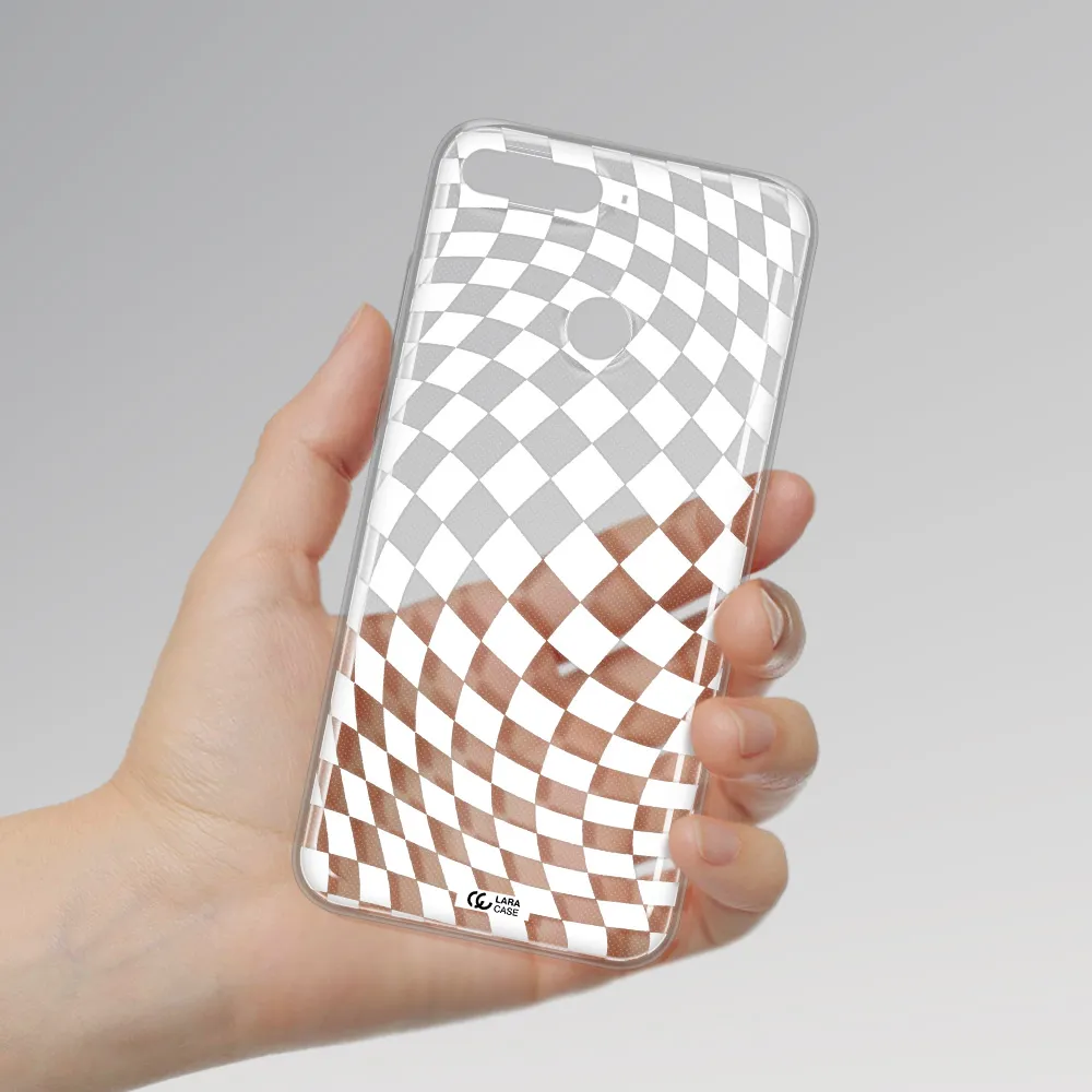 Wavy Checkered Huawei Y6 Prime 2018 Clear TPU Case