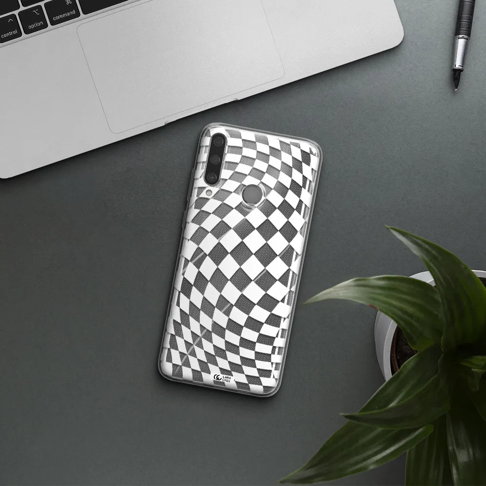 Wavy Checkered Huawei Y6P Clear TPU Case