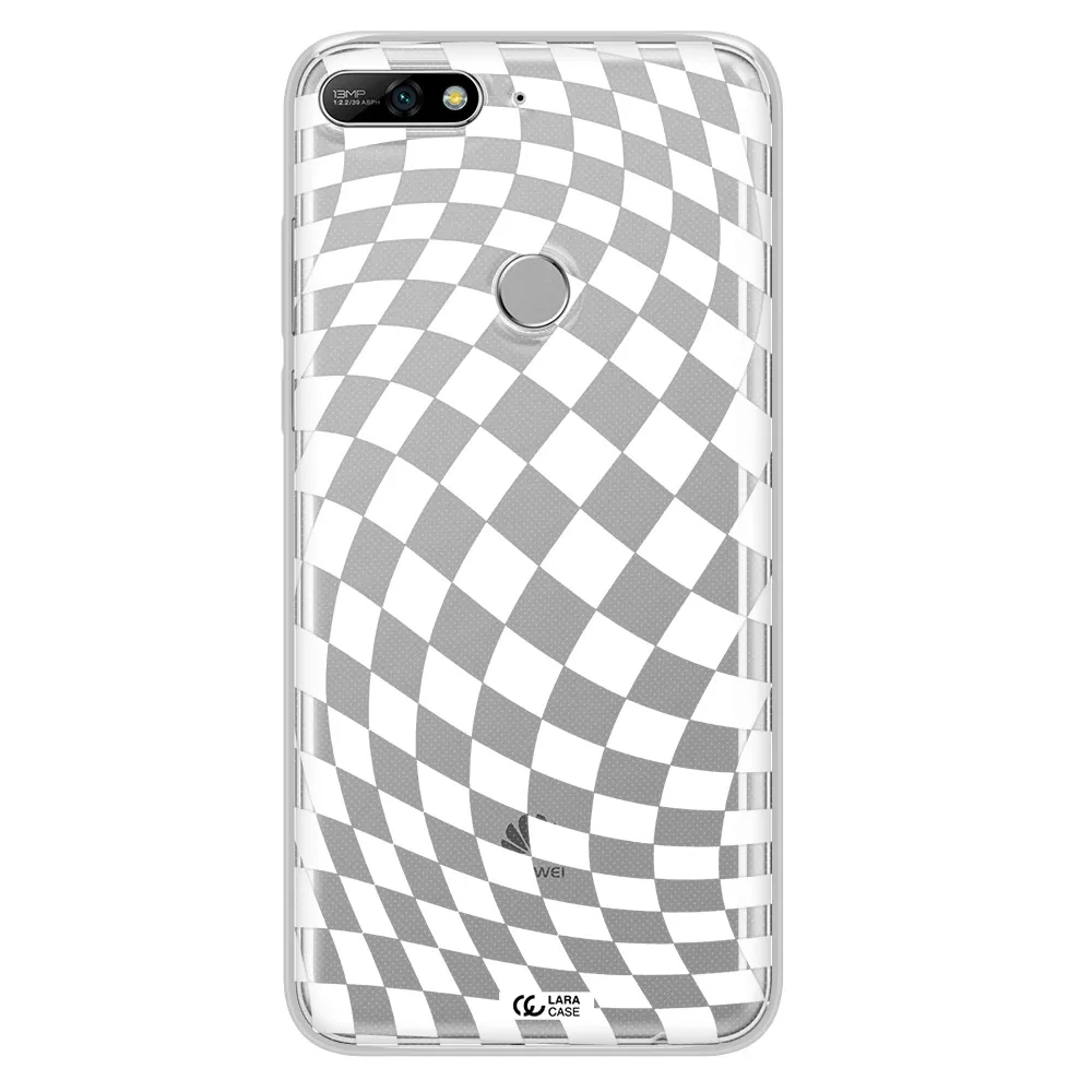 Wavy Checkered Huawei Y7 2018 Clear TPU Case