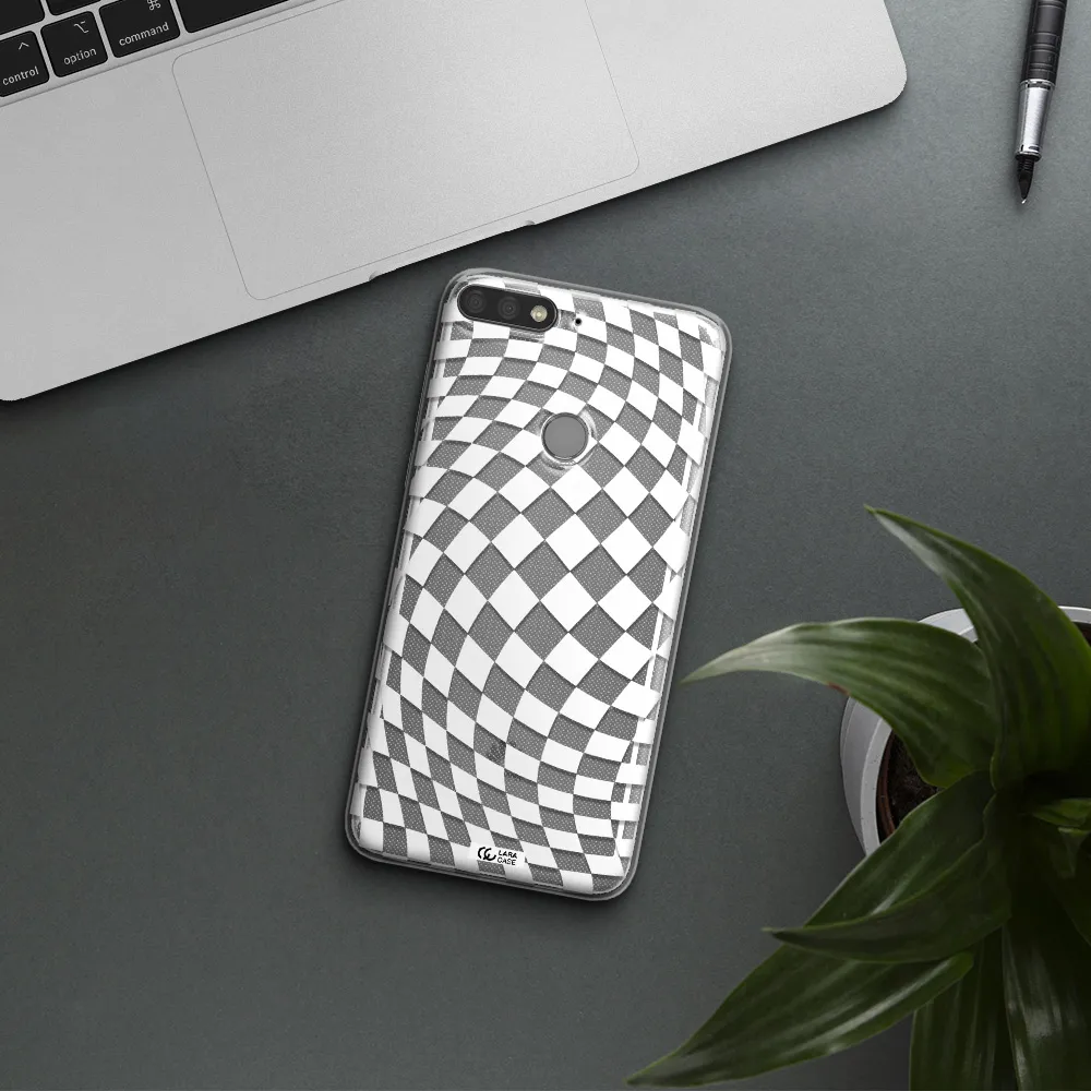 Wavy Checkered Huawei Y7 Prime 2018 Clear TPU Case