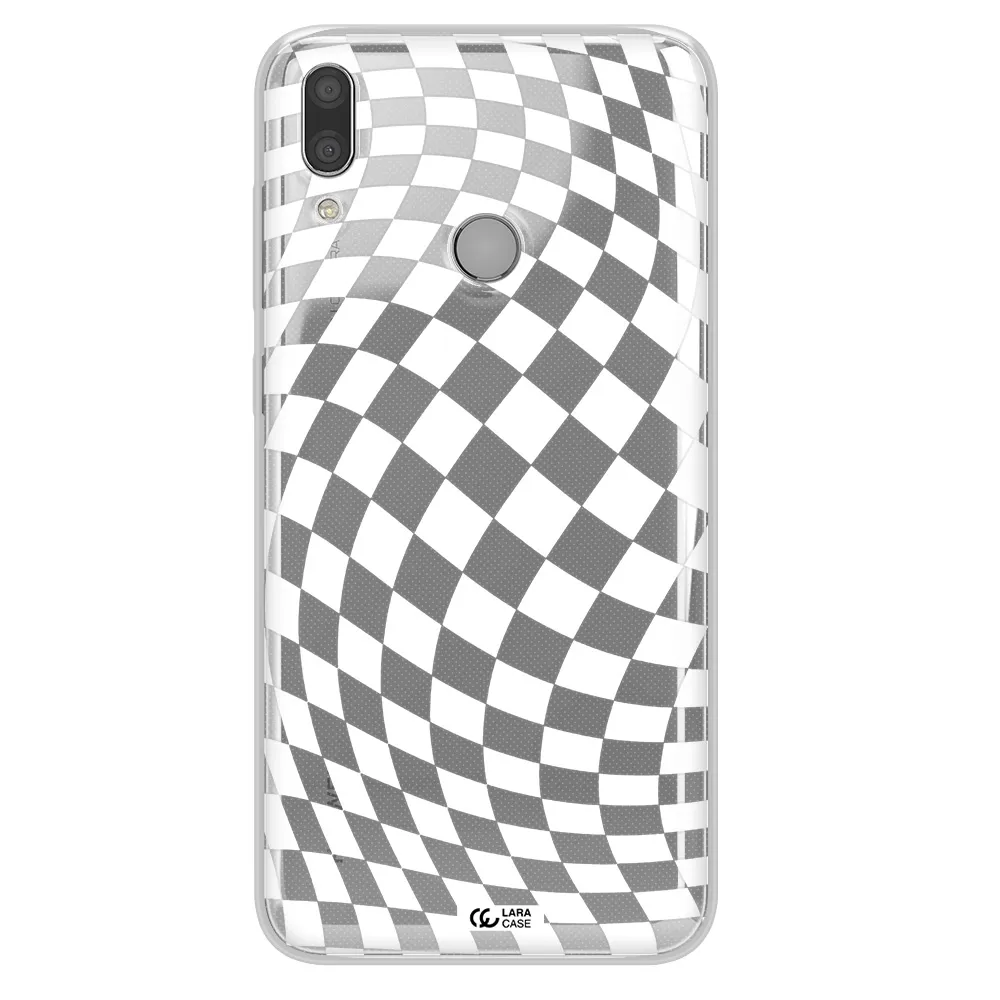 Wavy Checkered Huawei Y9 2019 Clear TPU Case