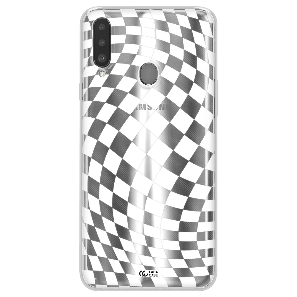 Wavy Checkered Samsung A20S Clear TPU Case