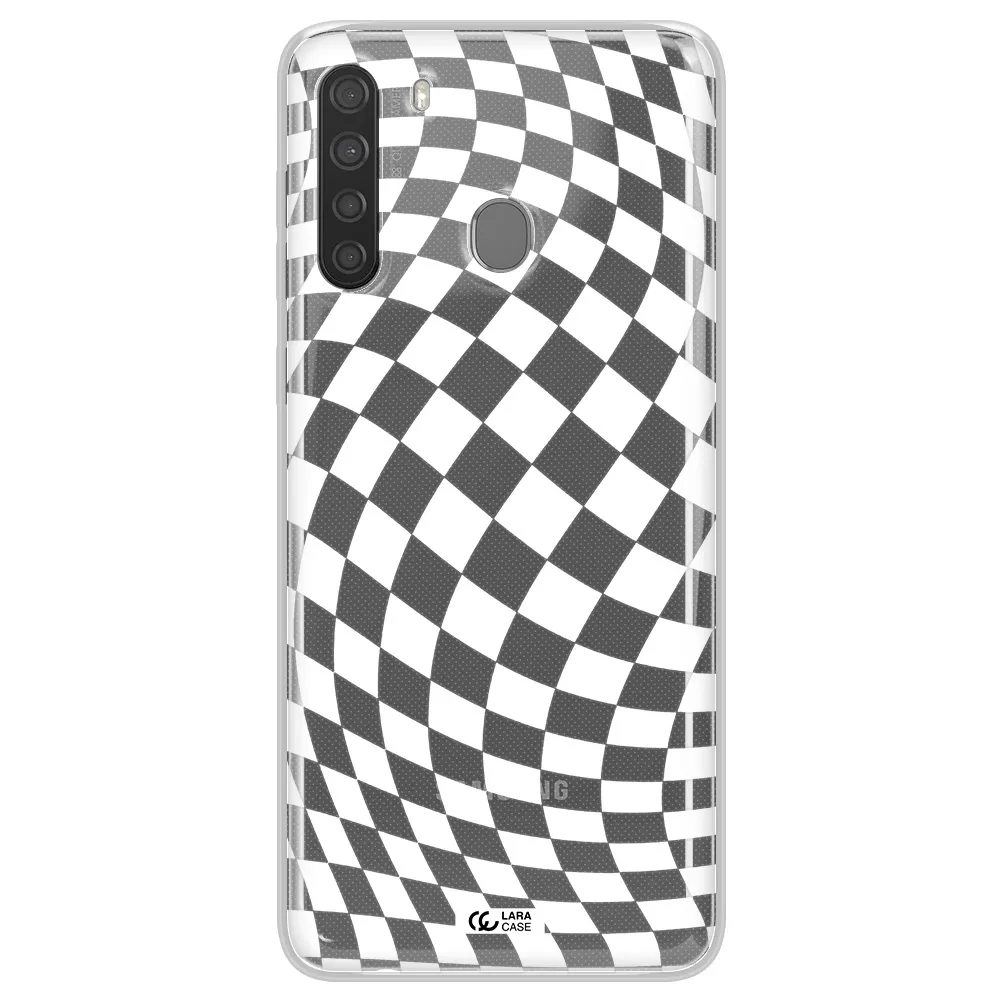 Wavy Checkered Samsung A21 Clear TPU Case