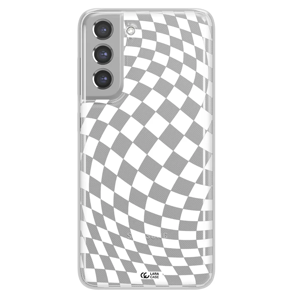 Wavy Checkered Samsung A21 Fe Clear TPU Case