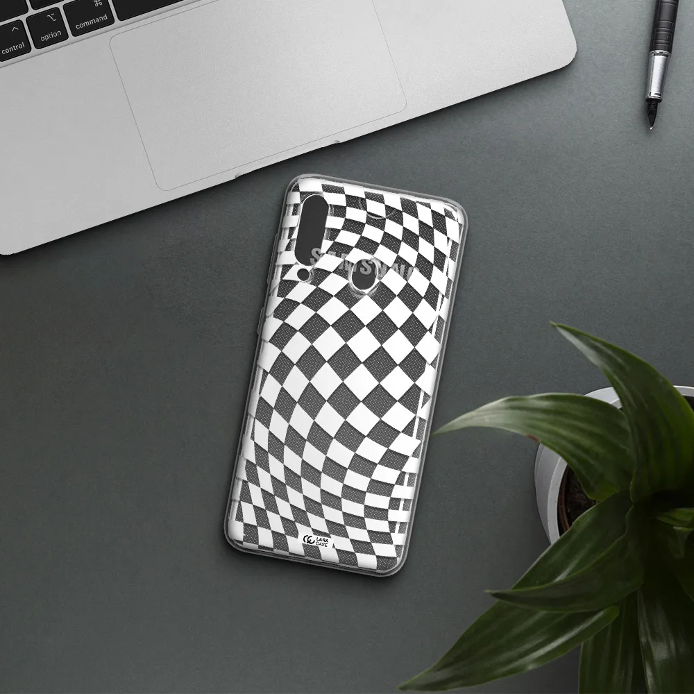 Wavy Checkered Samsung A60 Clear TPU Case
