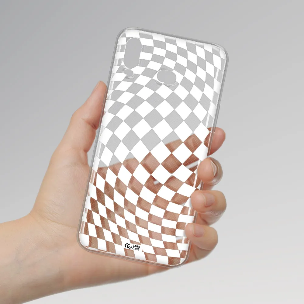 Wavy Checkered Samsung A6S Clear TPU Case