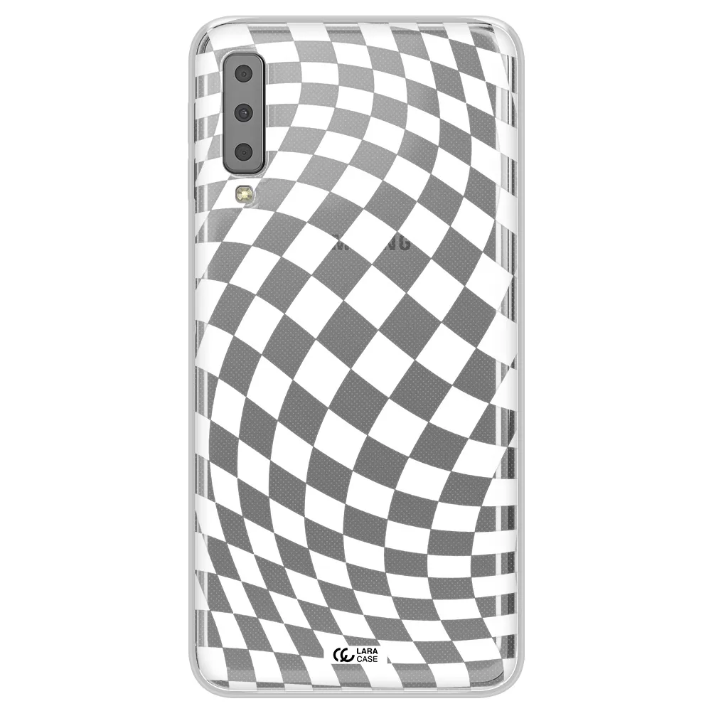 Wavy Checkered Samsung A7 2018 Clear TPU Case