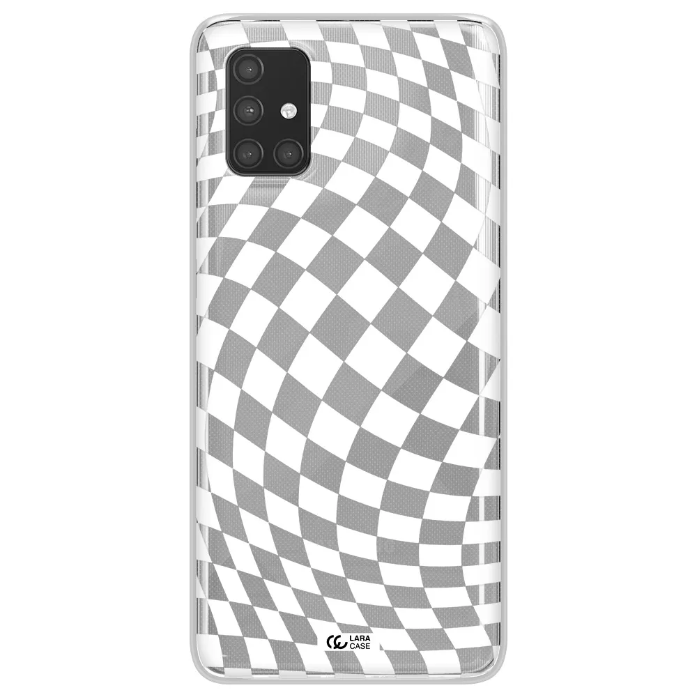 Wavy Checkered Samsung A71 Clear TPU Case