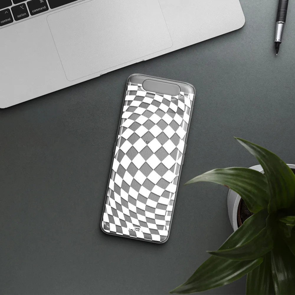 Wavy Checkered Samsung A80 Clear TPU Case