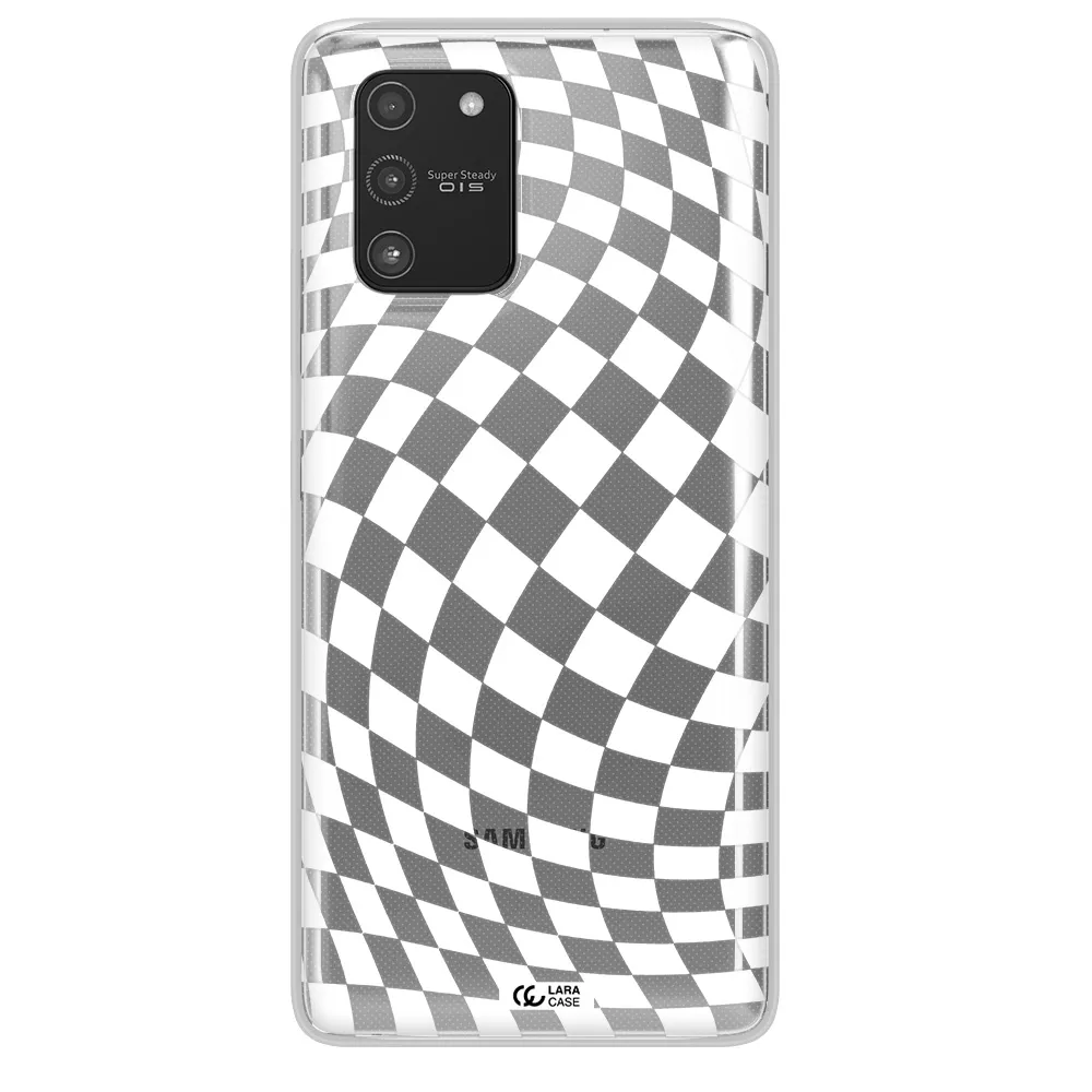 Wavy Checkered Samsung A91 Clear TPU Case