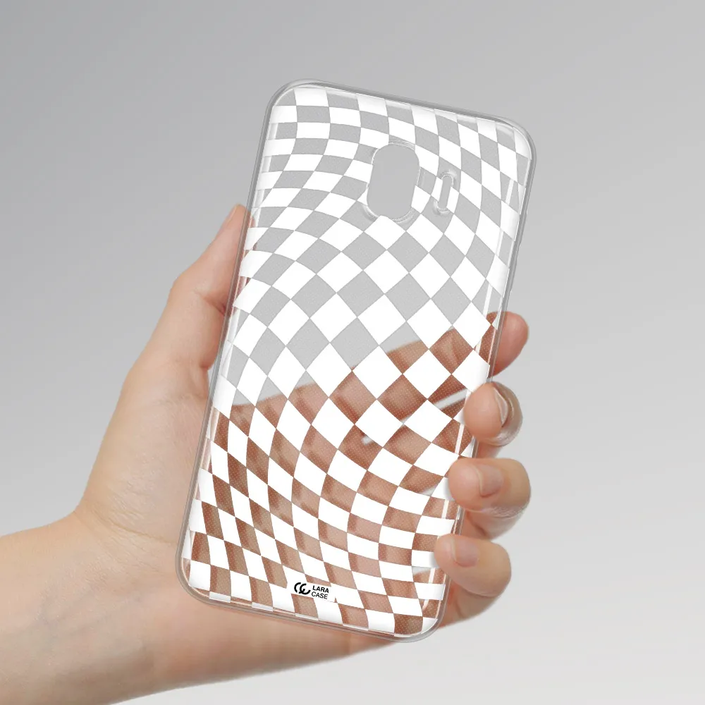 Wavy Checkered Samsung J4 Clear TPU Case