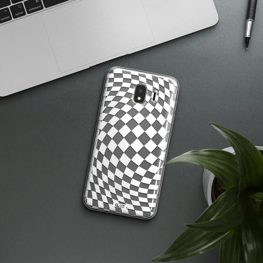 Wavy Checkered Samsung J4 Clear TPU Case