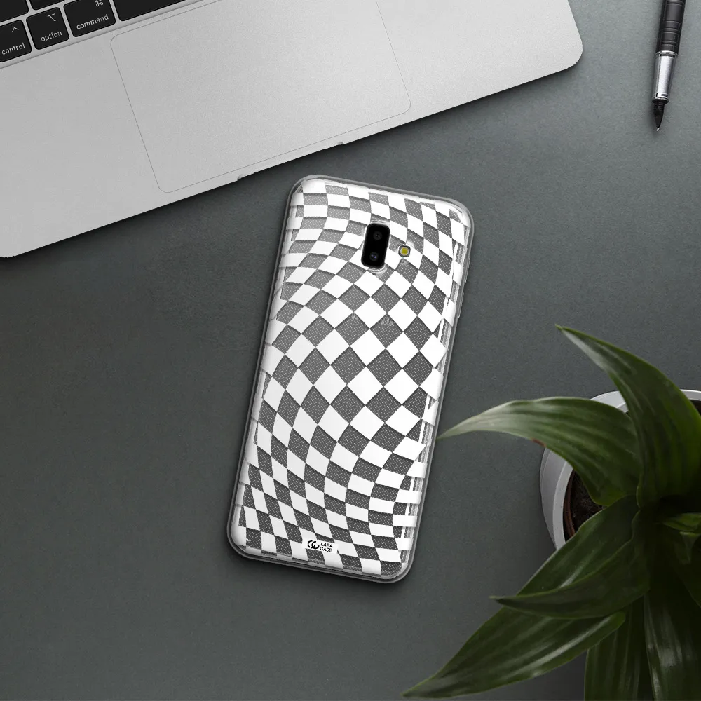 Wavy Checkered Samsung J6 Plus Clear TPU Case