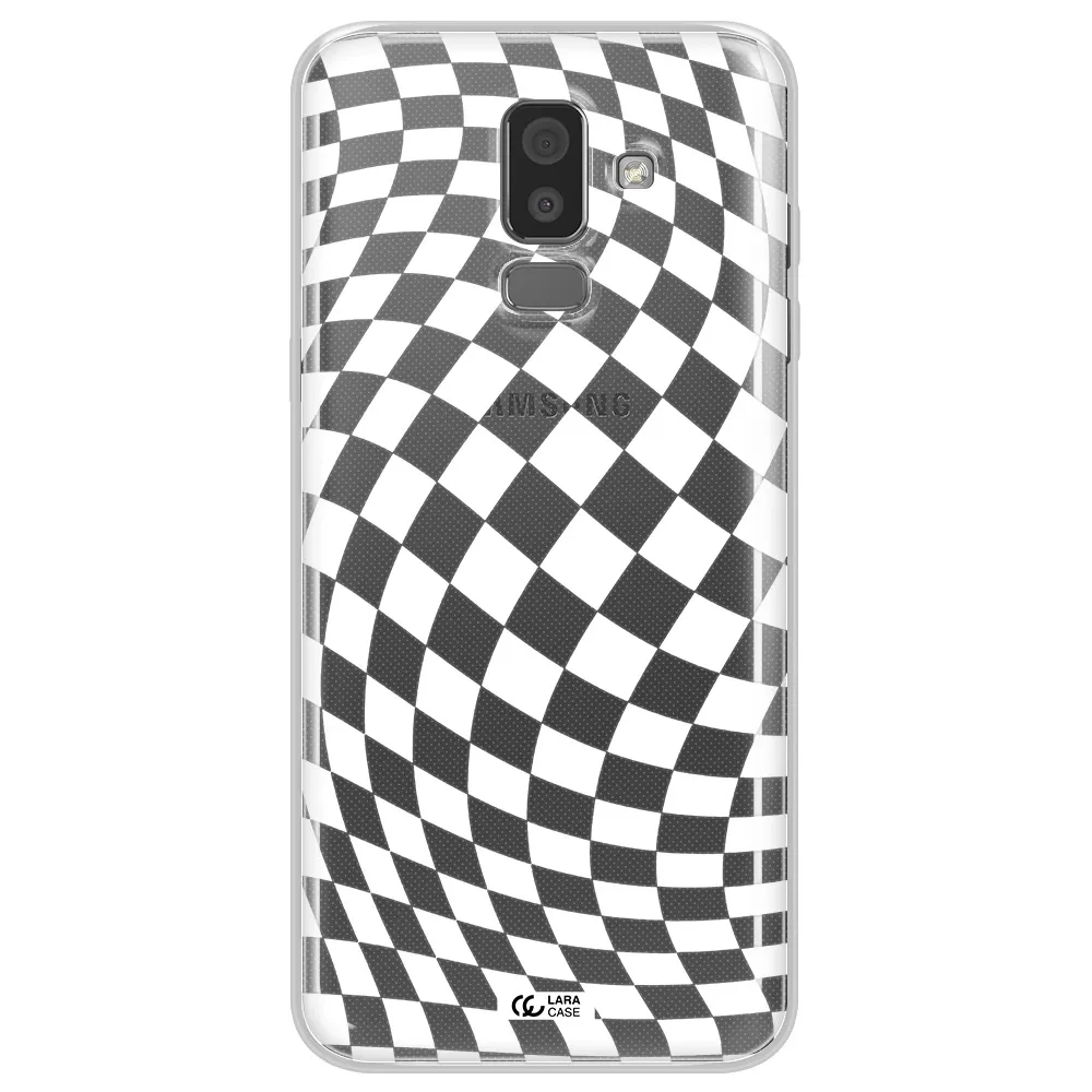 Wavy Checkered Samsung J8 Clear TPU Case