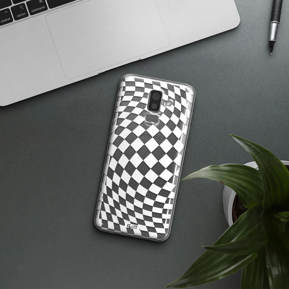 Wavy Checkered Samsung J8 Clear TPU Case