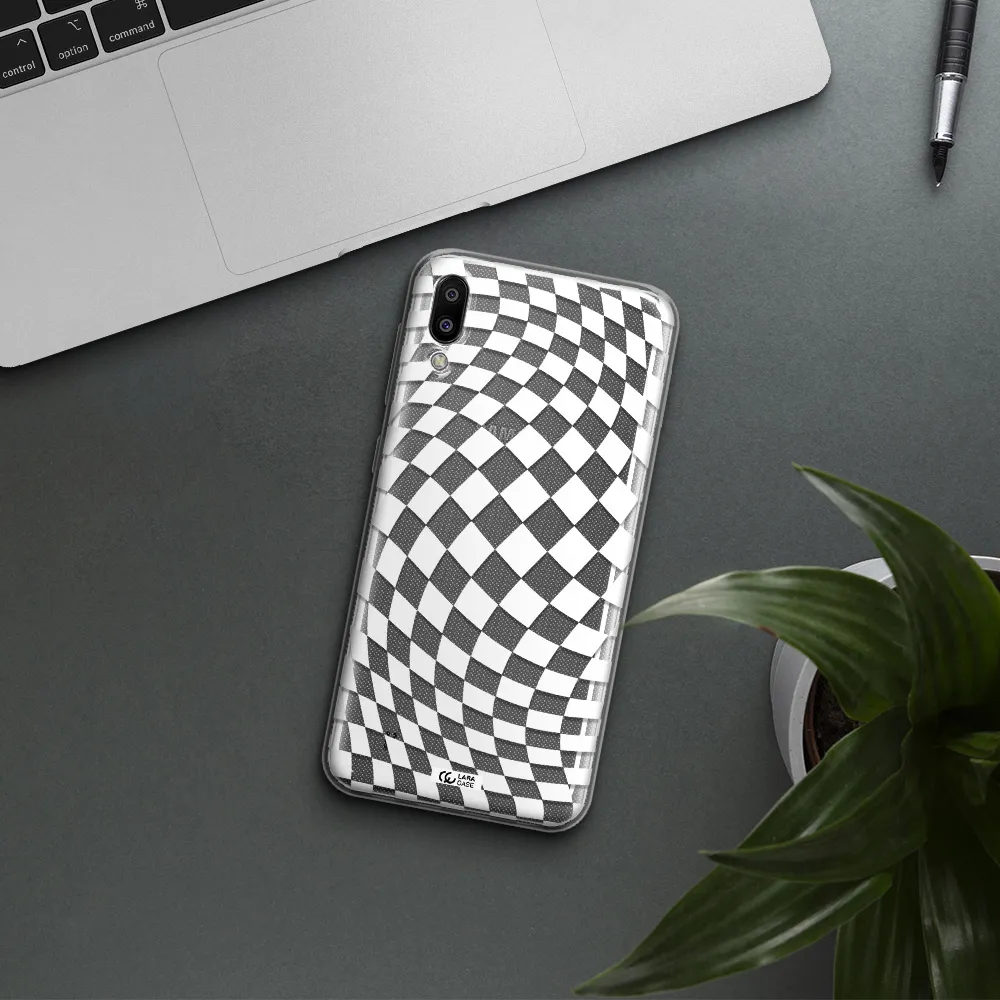 Wavy Checkered Samsung M10 Clear TPU Case