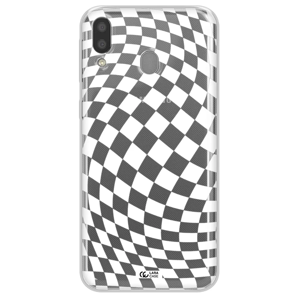 Wavy Checkered Samsung M20 Clear TPU Case