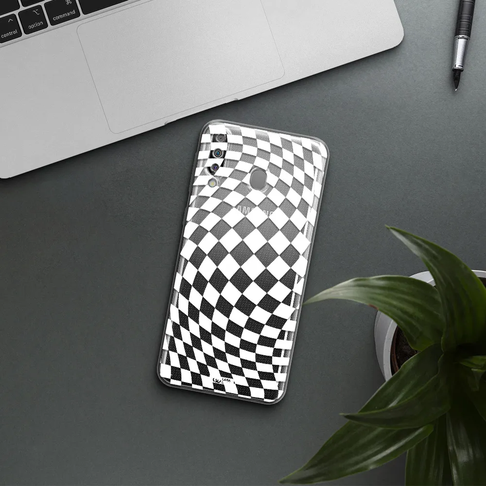 Wavy Checkered Samsung M30 Clear TPU Case