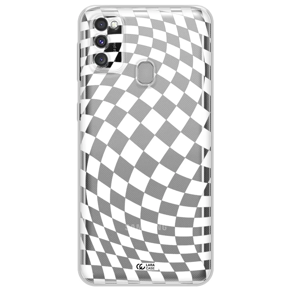 Wavy Checkered Samsung M30S Clear TPU Case