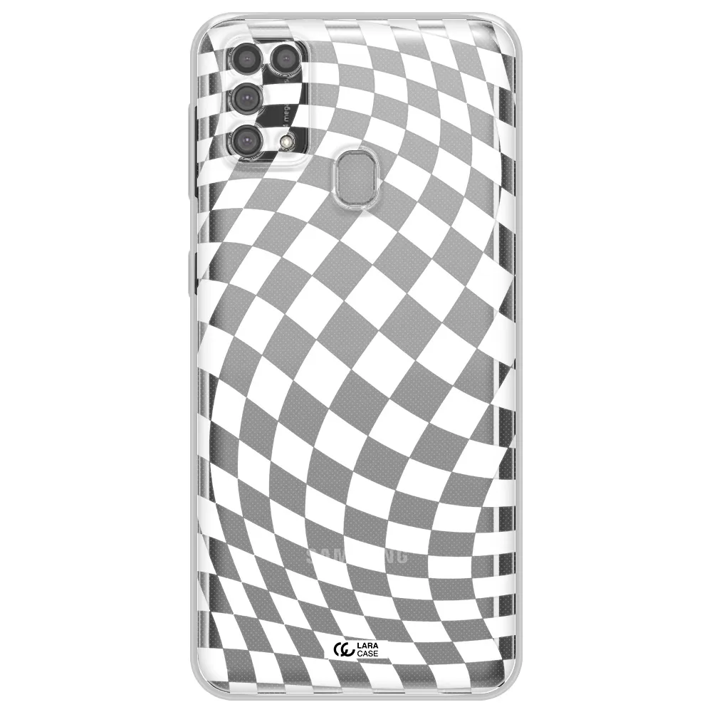 Wavy Checkered Samsung M31 Clear TPU Case