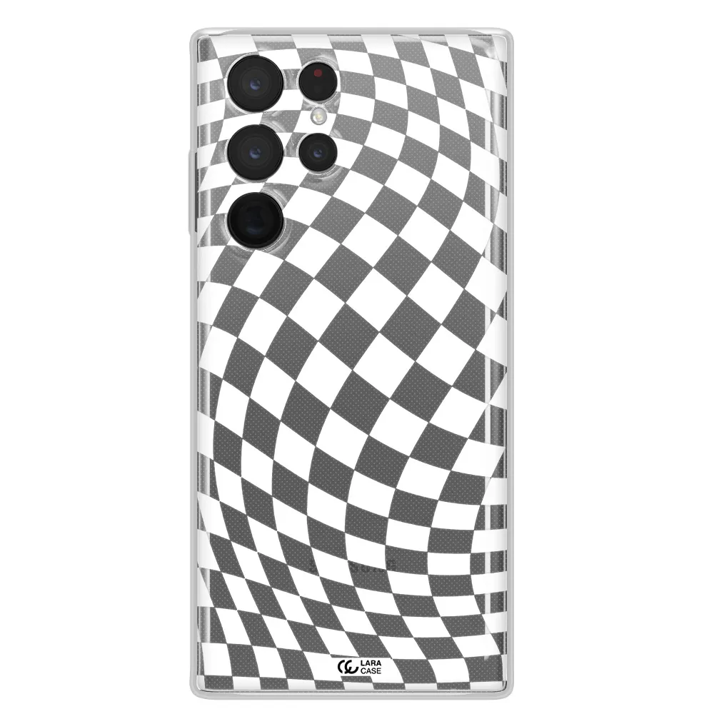 Wavy Checkered Samsung S 22 Ultra Clear TPU Case
