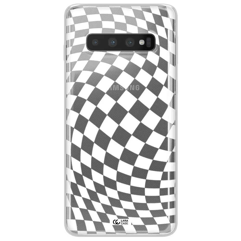 Wavy Checkered Samsung S10 Clear TPU Case