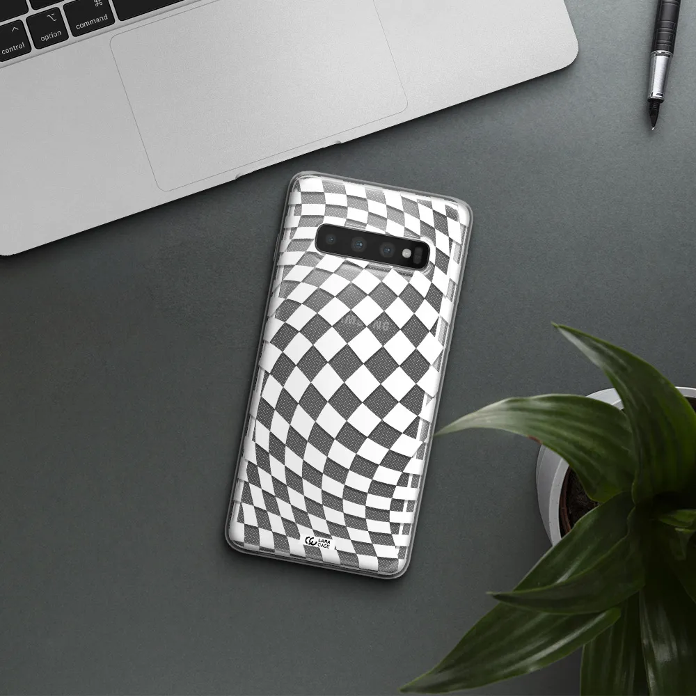 Wavy Checkered Samsung S10 Clear TPU Case