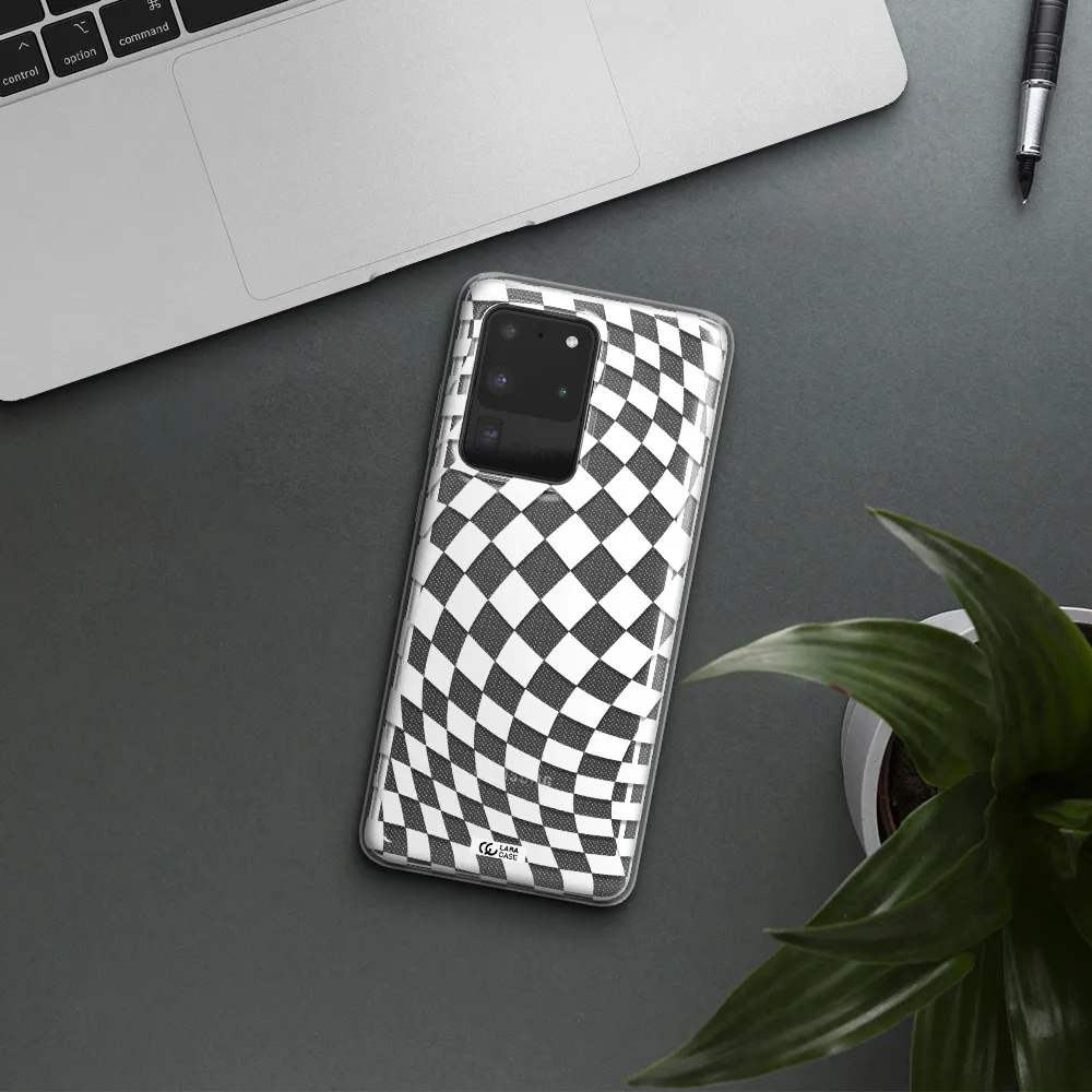 Wavy Checkered Samsung S20 Ultra Clear TPU Case