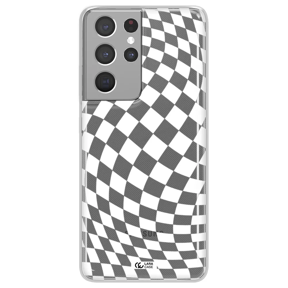 Wavy Checkered Samsung S21 Ultra Clear TPU Case