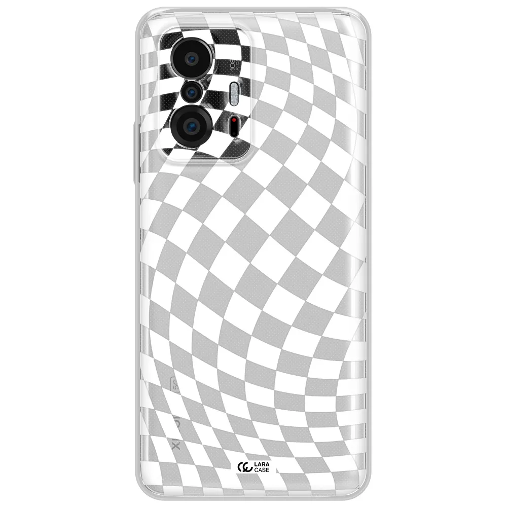 Wavy Checkered Xiaomi 11T Clear Tpu Case