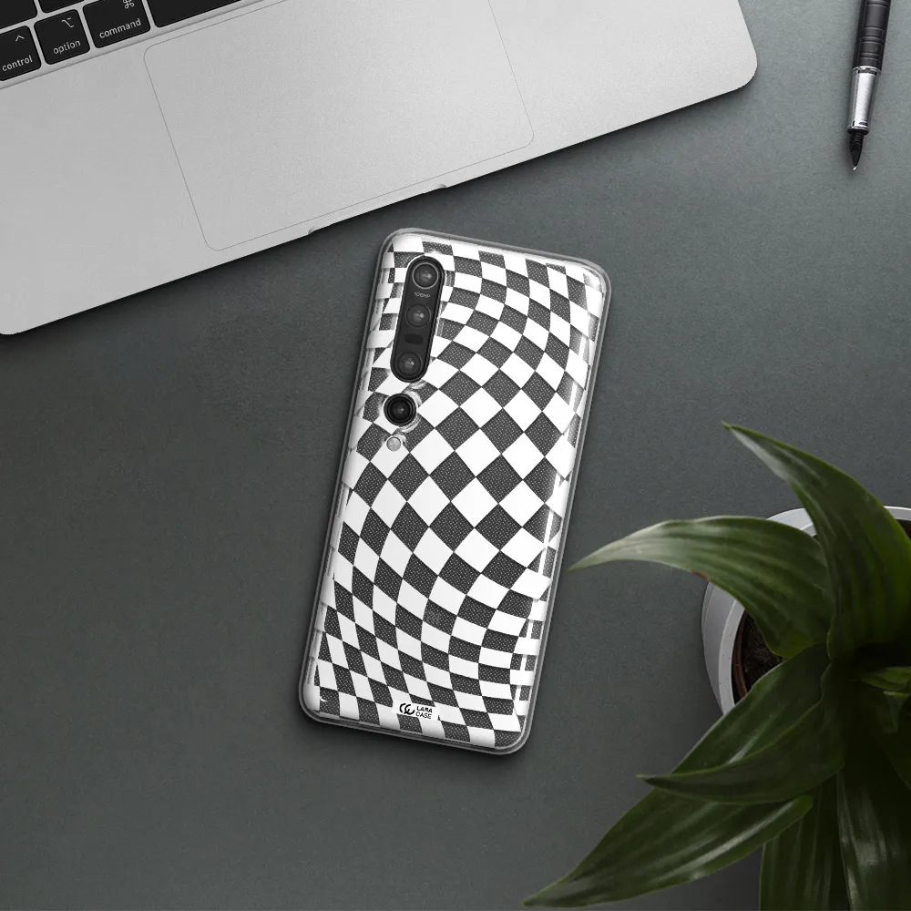 Wavy Checkered Xiaomi Mi 10 Pro Clear TPU Case