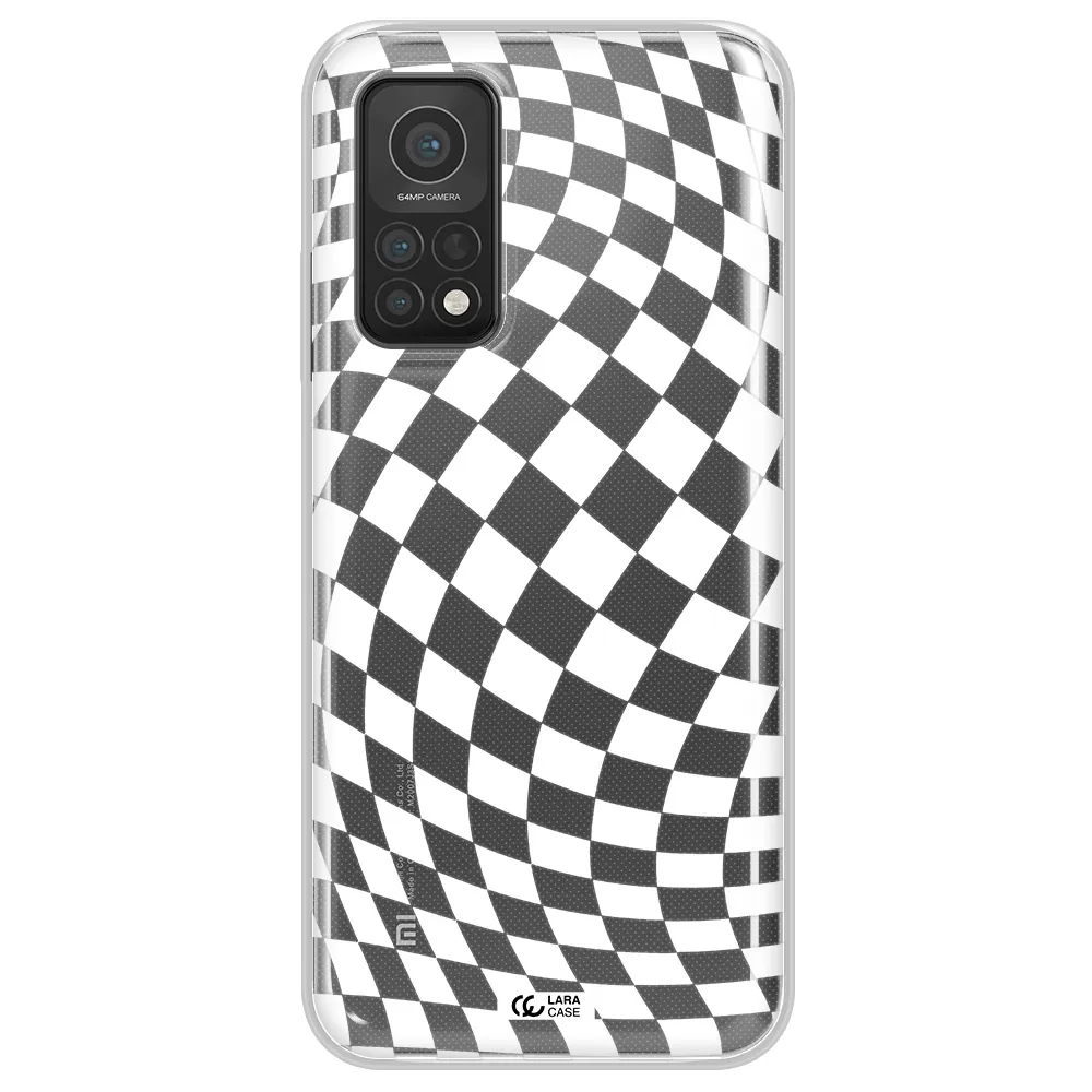 Wavy Checkered Xiaomi Mi 10T Clear TPU Case