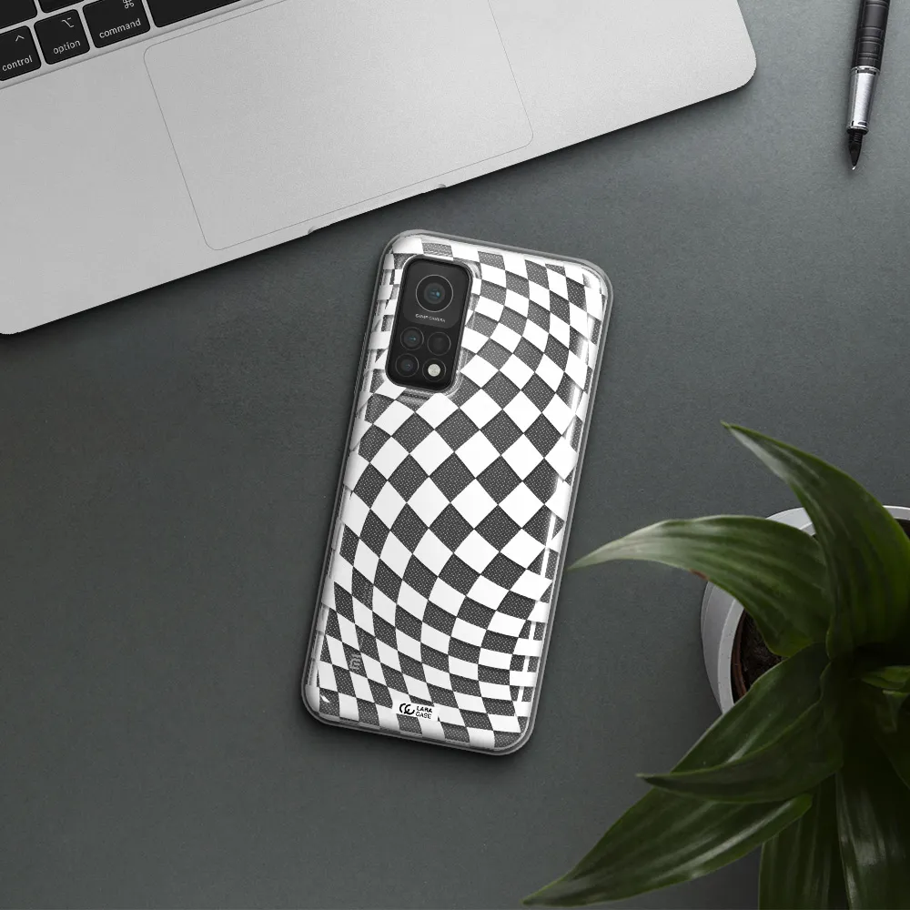 Wavy Checkered Xiaomi Mi 10T Clear TPU Case