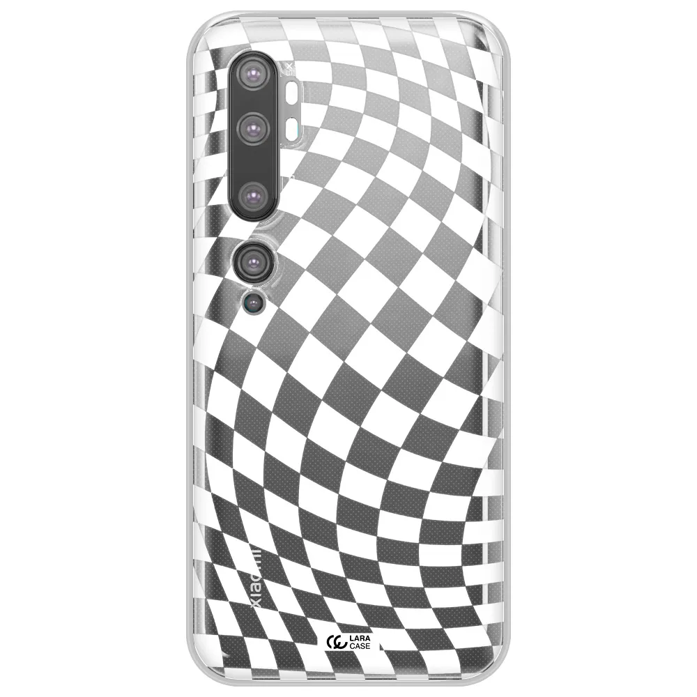 Wavy Checkered Xiaomi Mi Note 10 Clear TPU Case
