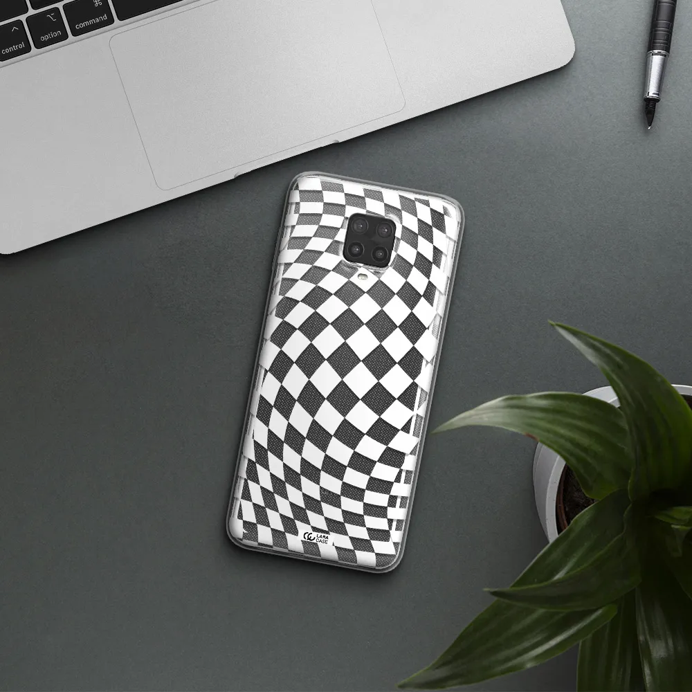 Wavy Checkered Xiaomi Note 9 Pro Clear TPU Case