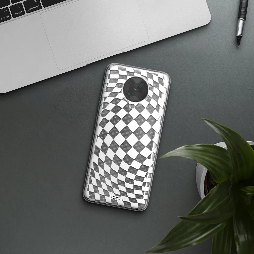 Wavy Checkered Xiaomi Poco F2 Pro Clear TPU Case