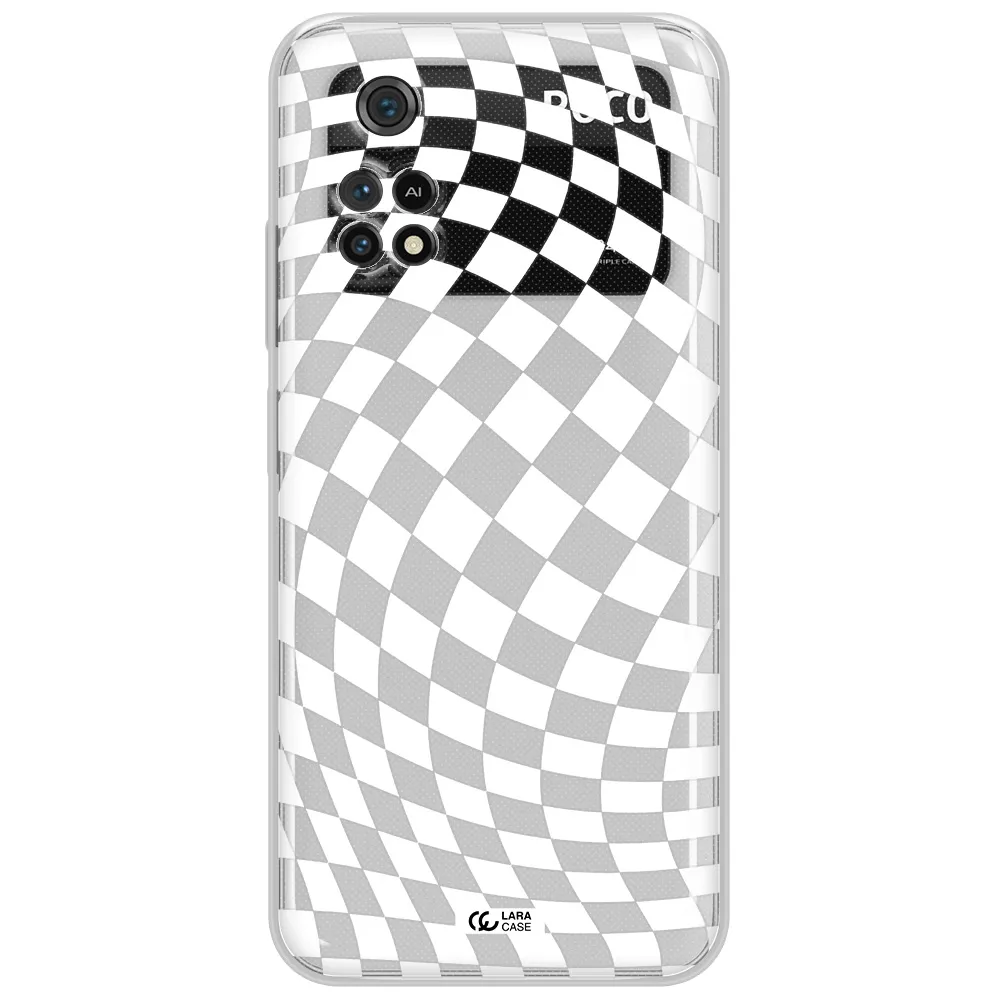 Wavy Checkered Xiaomi Poco M4 Pro 4G Clear Tpu Case