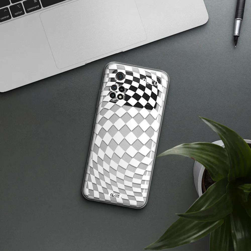 Wavy Checkered Xiaomi Poco M4 Pro 4G Clear Tpu Case