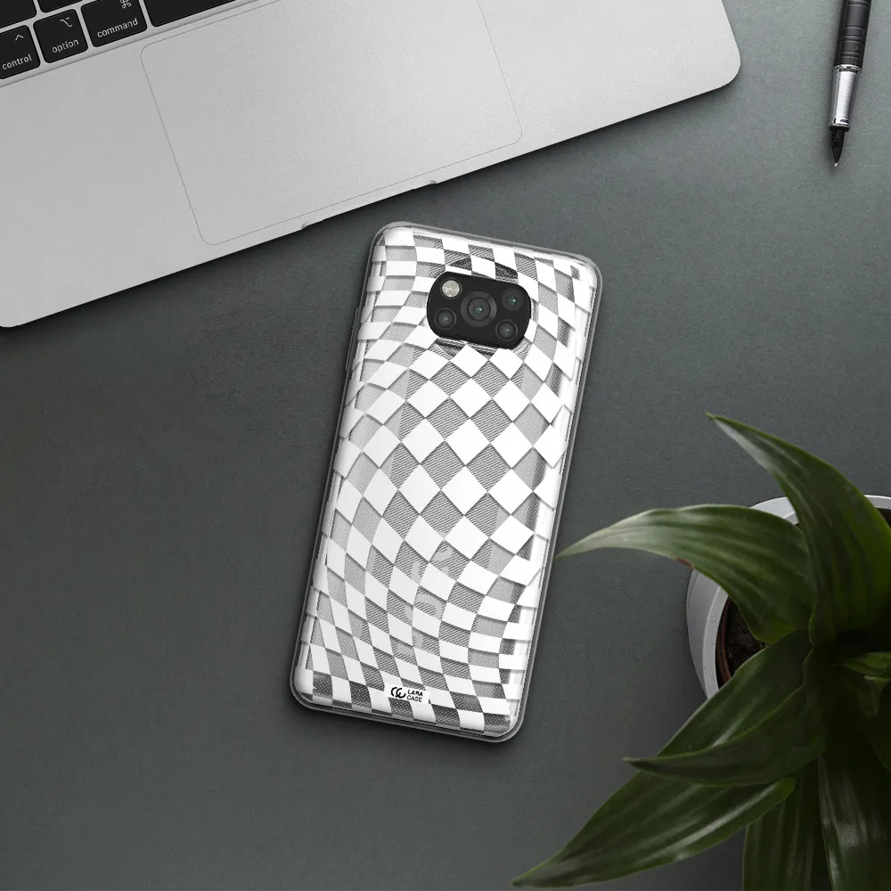 Wavy Checkered Xiaomi Poco X3 Clear TPU Case