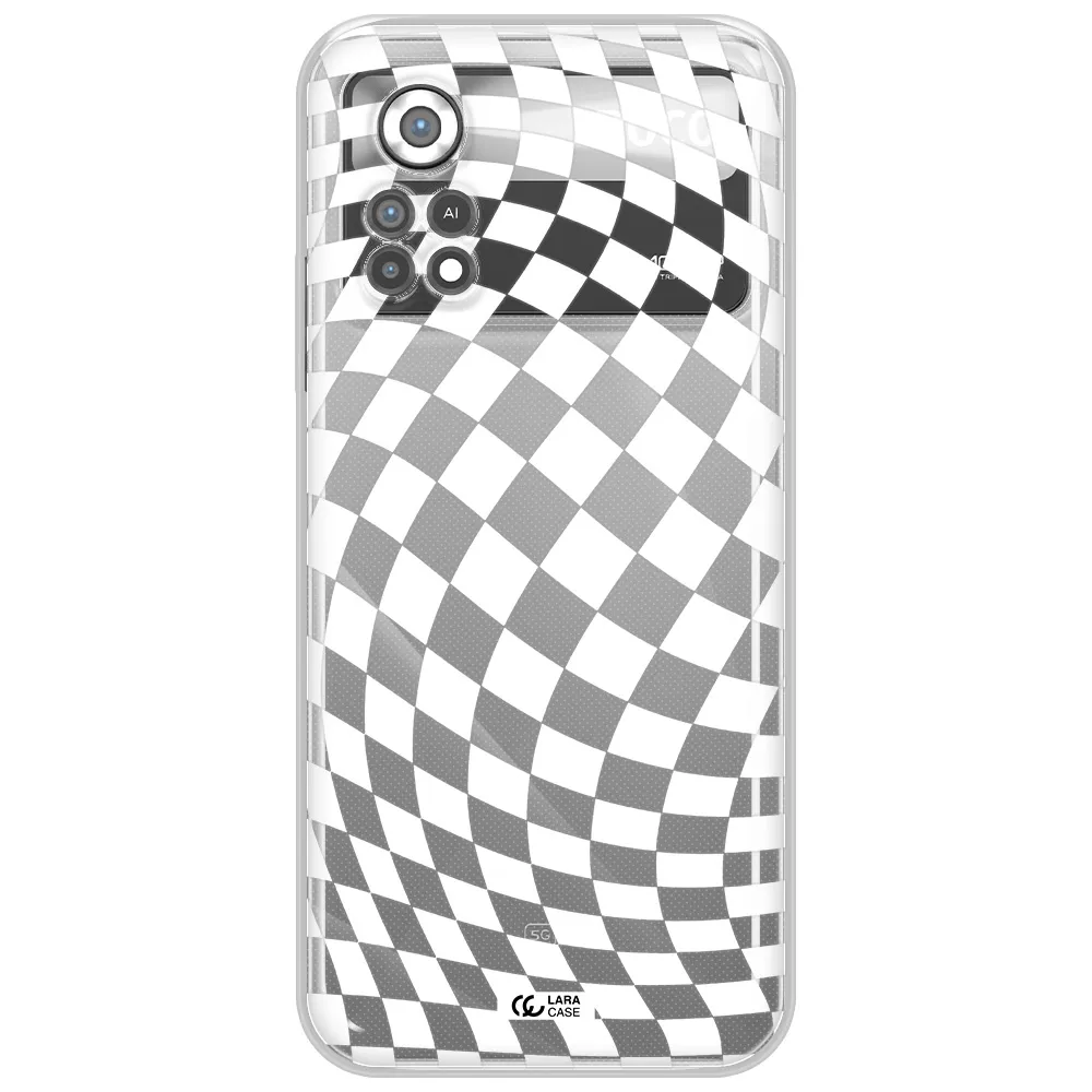 Wavy Checkered Xiaomi Poco X4 Pro Clear TPU Case