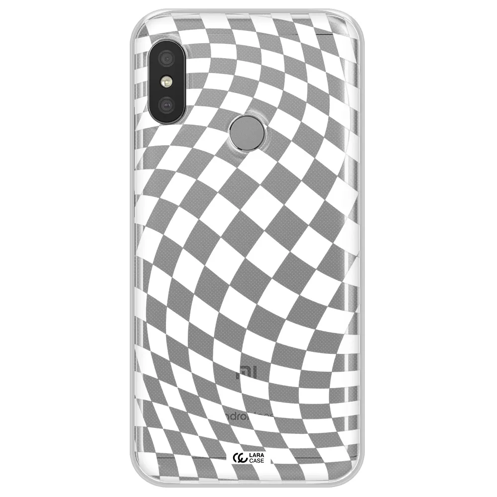 Wavy Checkered Xiaomi Redmi 6 Pro Clear TPU Case